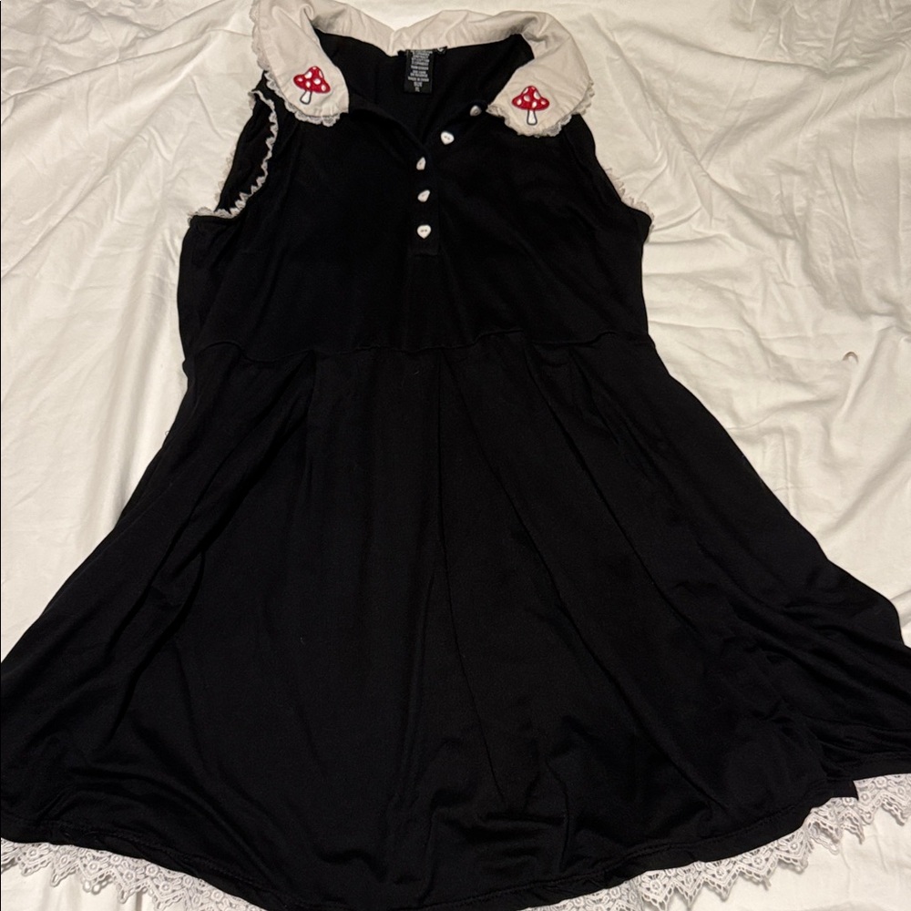 Hot Topic Black Dress with White Collar and Red Details